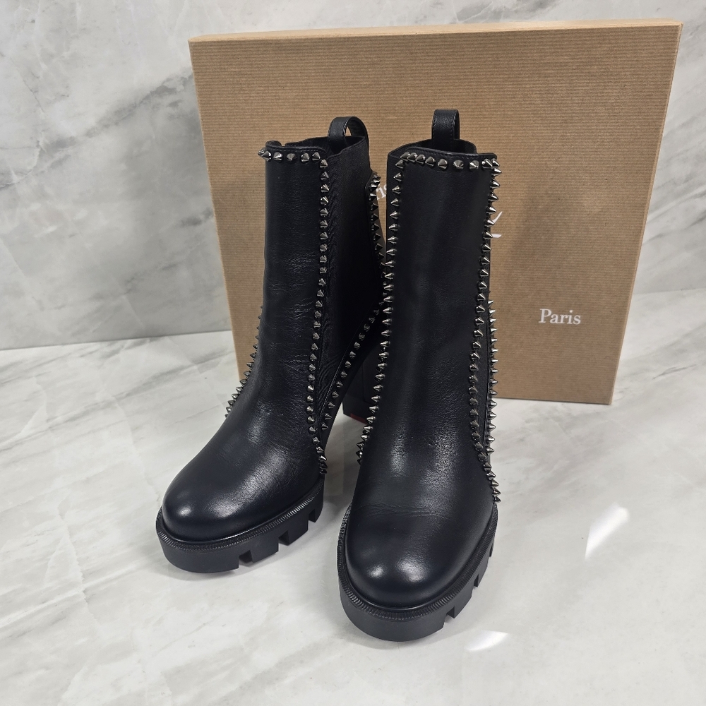 Christian Louboutin Out Line Spike Black Ankle Boots
